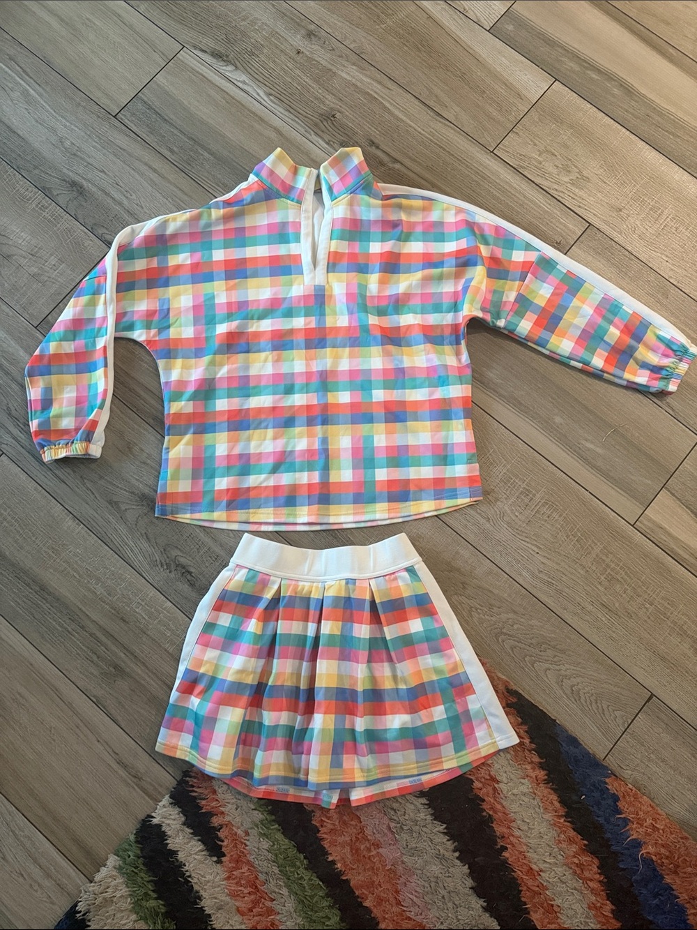 Women’s Pastel Plaid active Skirt Set - Multicolor